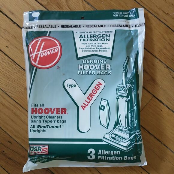 3x Packs of 3 HOOVER Allergen filtration "Type Y" VACUUM BAGS 4010100Y - Picture 2 of 6